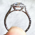 Silver Tone Round Halo Pavé Crystal Ring with Polished Finish view 4