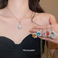 Silver Tone Crystal Drop Necklaces in Nine Colorful Designs view 2