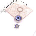 Silver Tone Turtle and Hamsa Blue Evil Eye Split Ring Keychains view 6