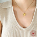 Polished Asymmetric Heart Pendant Necklace Gold Steel Tone view 3