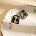 Leopard Pattern Geometric Open Round Dangle Stud Earrings view 4