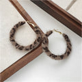 Leopard Flocked Diamond Round and Square Hoop Earrings view 7