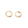 Gold Tone Geometric Huggie Hoop Earrings in Seven Designs view 5