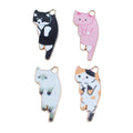 Gold Tone Long Cat Enamel Charms in Four Coat Colors view 5