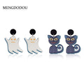 Acrylic Ghost Black Cat Halloween Drop Stud Earrings view 1