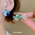 Colorful Crystal Floral Cluster Stud Earrings in Two Colorways view 2