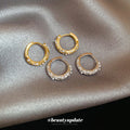 Crystal Huggie Hoop Earrings in Silver and Gold Tone Finishes view 2