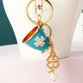 Four Leaf Clover Cup Keychains in Pink and Blue with Braided Loop Options view 4