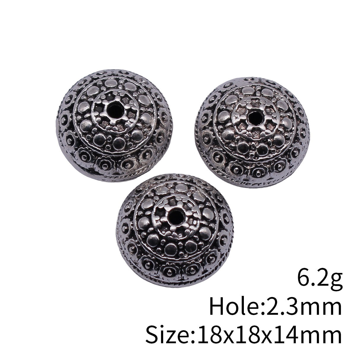 18x18x14mm 6.2g Antique Silver Zinc Alloy 3D Textured Spacer Beads for Bracelet Necklace DIY Jewelry Making