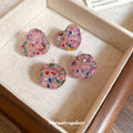 Multicolor Crystal Disc Stud Earrings with Polished Metal Details view 1