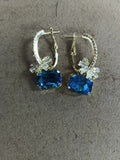 Crystal Square Drop Hoop Earrings in Three Colors with Crystal Accents view 8