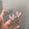 Soft Pink Glossy Enamel Wavy Heart Stud Earrings Pair view 4