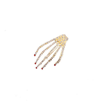 Rhinestone Skeleton Hand Claw Brooch Gold Silver Red Blue Clear