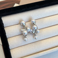 White Pearl Look Bubble Cluster Cascade Stud Earrings view 3