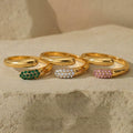 Open Bypass Rhinestone Tip Ring Pink Green White Tones view 3