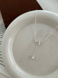 Pearl and Crystal Drop Pendant Silver Tone Necklace view 6