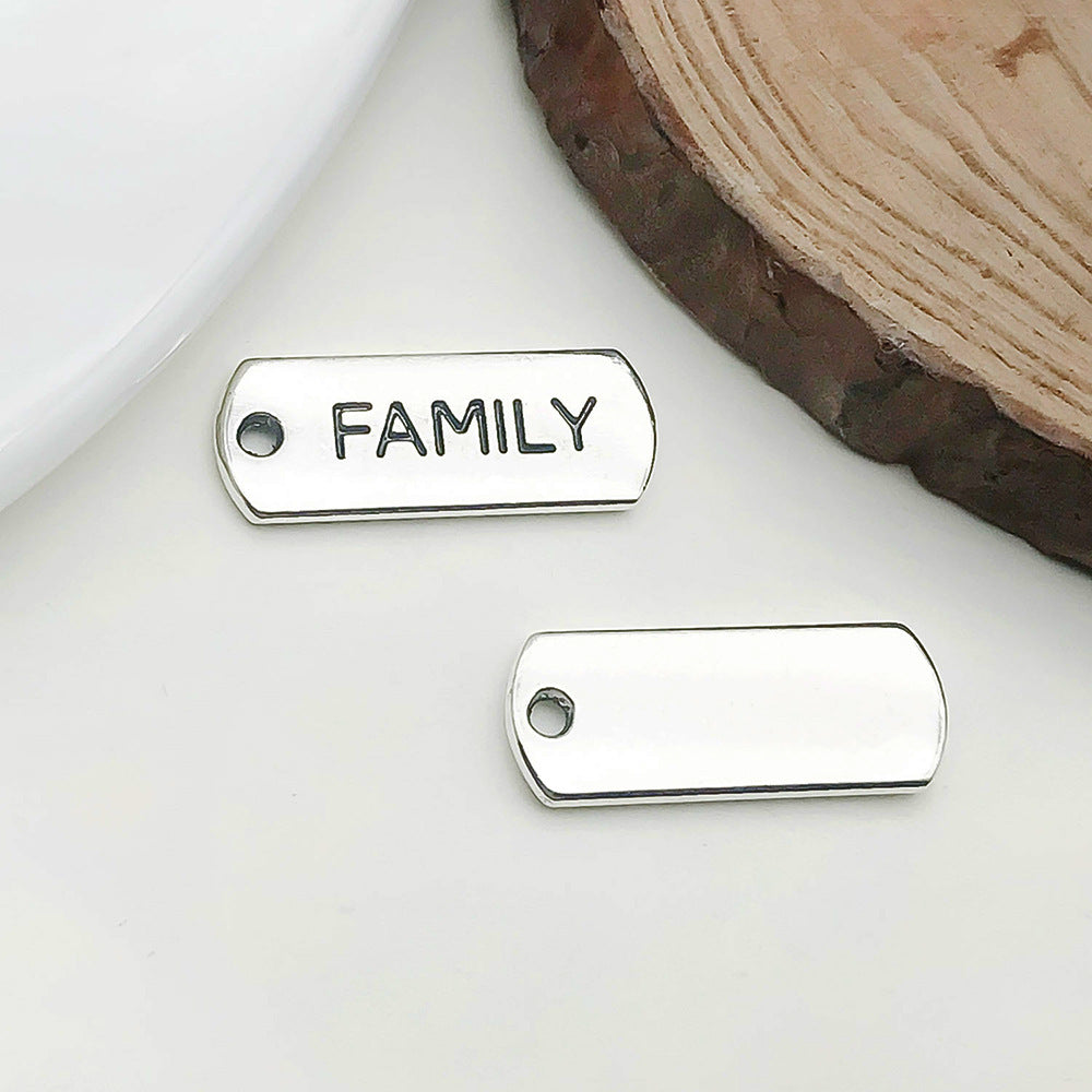 Zinc Alloy Rectangle Inspirational English Word Tag Letter Charm Pendant for DIY Jewelry