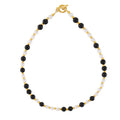 Black Agate White Shell Bead Necklace Gold OT Toggle Clasp view 5