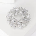 Curved Crystal Leaf Wreath Brooch in Four Color Finishes view 4