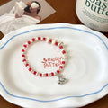 Beaded Apple Cherry Charm Bracelets Red White Two Styles view 4