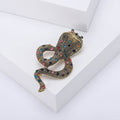 Textured Alloy Cobra Snake Rhinestone Brooch Pin Four Colors view 4