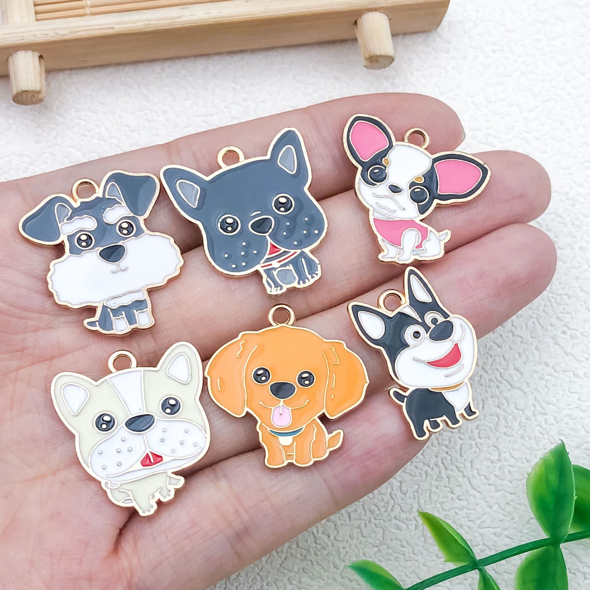 Enamel Zinc Alloy Dog Paw Print Pet Charm Pendants for DIY Keychain Necklace Jewelry