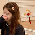 Acetate Multicolor Flower Duckbill Hair Clip Red Bar view 3