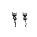 Black Cartoon Cat and Dangling Tail Novelty Stud Earrings view 5