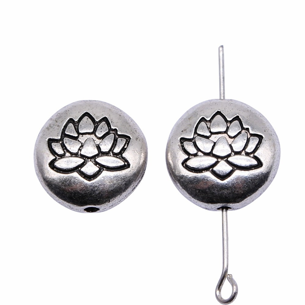 14x14mm 4.1g Antique Silver Zinc Alloy Lotus Spacer Beads for Bracelet Necklace Jewelry Making