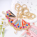 Rhinestone Enamel Umbrella Keychain Gold Metal Four Colors view 1