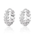 Leaf Laurel Hoop Earrings Silver Rose Gold Tone Metal Pair view 5