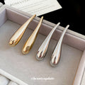 Long Teardrop Metal Stud Earrings In Two Tones Statement Jewelry view 3