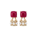 Gold Magenta Resin Pearl Crystal Necklace Earrings Bracelet view 5