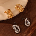 Twisted Knot Heart Detail Stud Earrings Gold Steel view 2