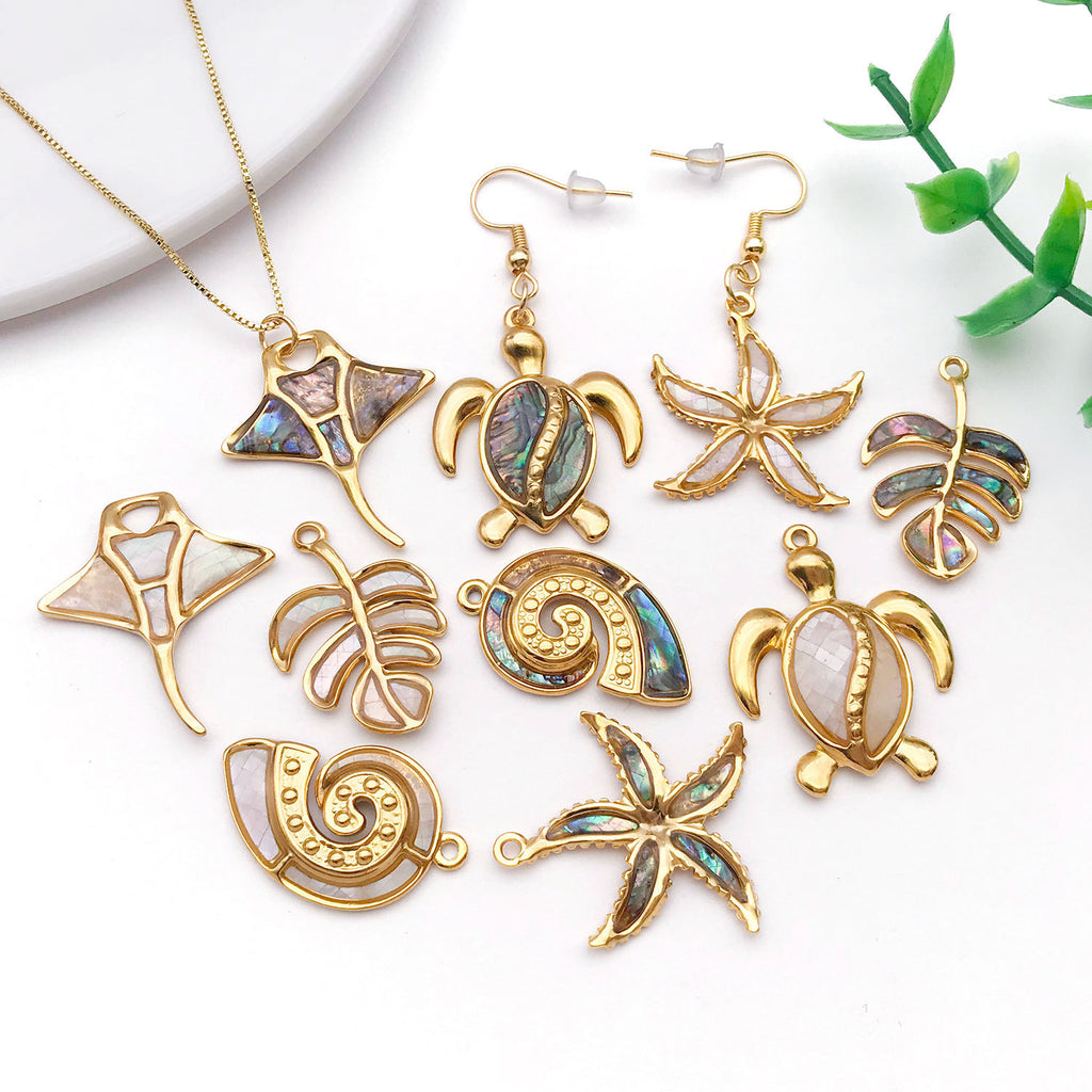 Stainless Steel Shell Turtle Conch Charm Pendant for Ocean Style DIY Necklace Jewelry