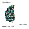 Oversized Crystal Leaf Brooch in Red Blue or Green Stones view 8
