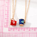 Gold Tone Enamel Cup and Heart Pendant Necklaces in Seven Colors view 5