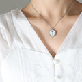 White Enamel Rose Round Disc Pendant Necklace Gold Or Steel view 6