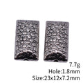 Pebble Texture Rectangular Metal Bead in Antique Silver Tone view 3
