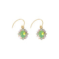 Gold Green Emerald Cut Crystal Cluster Hook Earrings Pair view 5