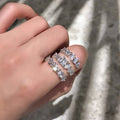 Mixed-Cut Clear Stone Triple-Rail Wrap Ring In Silver Tone view 2