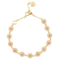 Round Halo Crystal Pink Center Link Bracelet Gold Silver view 5