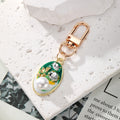 Gold Tone Pearl and Rhinestone Oval Clip Keychains in Six Colors view 3