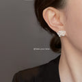 Silver-Tone Fan Plum Blossom Branch Openwork Stud Earrings view 3