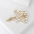Black Openwork Stemmed Rose Brooch with Gold Tone Outline view 4