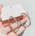 Textured Hoop Earrings in Silver and Gold Tone Statement Jewelry Design view 2
