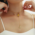Gold Heart Clover Y Necklace Shell Inlay Slider Adjustable view 2