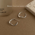 Silver Tone Irregular Open Round Hoop Earrings For Women view 4