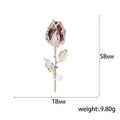 Purple Crystal Rosebud Brooch With Clear Leaves and White Pearl view 5