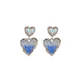 Silver Heart And Star Drop Stud Earrings With Blue Crystals view 5